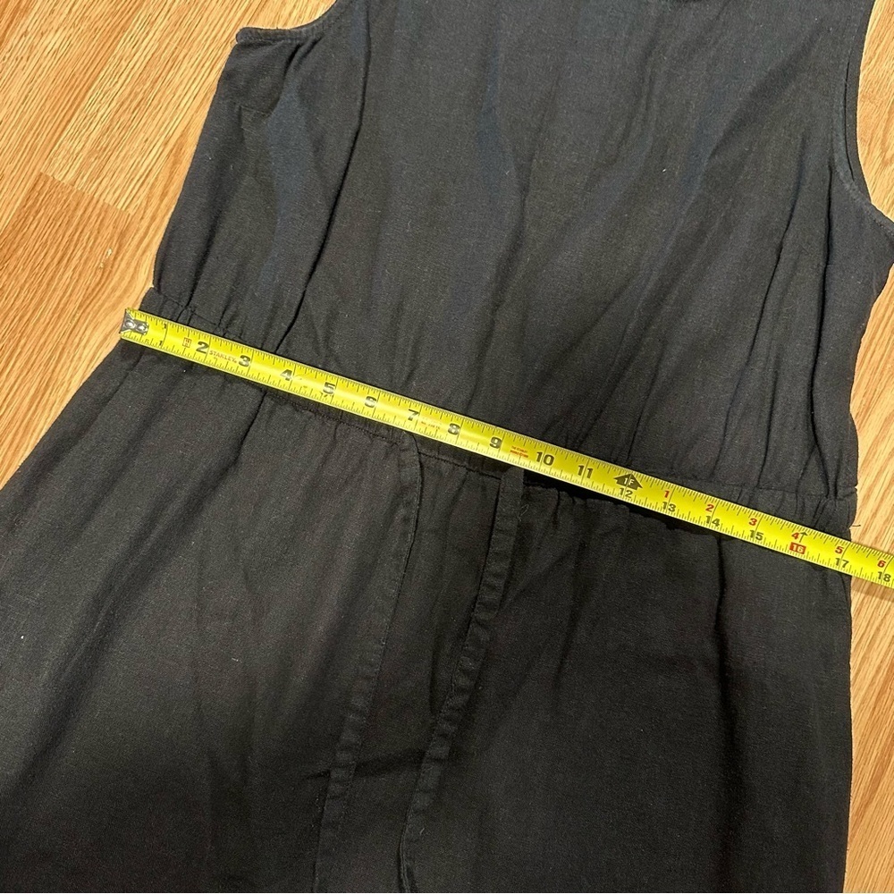 Old Navy Women Petite Large Linen Rayon Blend Drawstring Tank Midi Dress Black - Picture 4 of 8